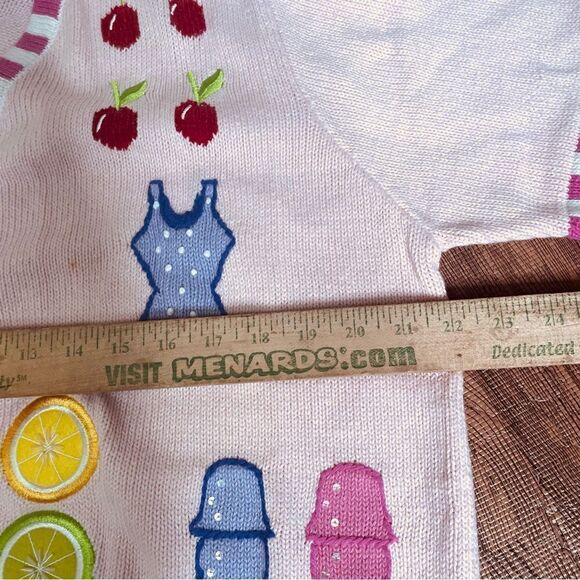Quacker Factory Summer Days Strawberries Cherry Ice Cream Cardigan L - Picture 5 of 8